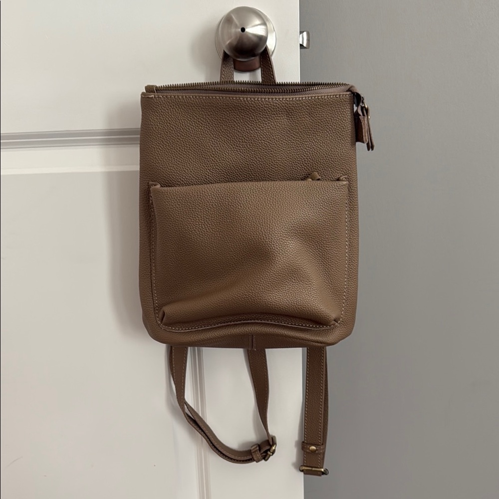 Brown Leather Minimalist Backpack